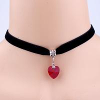 Velveteen Cord Choker Necklace, with Glass, for woman & faceted 300mm Approx 11 Inch 
