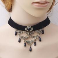 Velveteen Cord Choker Necklace, with Zinc Alloy, for woman, black, 300mm Approx 11 Inch 