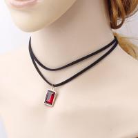 Velveteen Cord Choker Necklace, double link chain & for woman 300mm Approx 11 Inch 