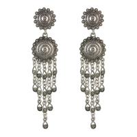 Zinc Alloy Drop Earring, brass post pin, antique silver color plated, for woman 