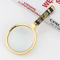 ABS Plastic Magnifier, with Glass & Zinc Alloy, gold color plated, detachable & dragon vein, golden 