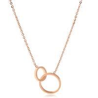 Stainless Steel Jewelry Necklace, Donut, real rose gold plated, oval chain & for woman, 11mm, 16mm Approx 18.1 Inch 