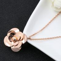 Stainless Steel Jewelry Necklace, with 1.9Inch extender chain, Flower, real rose gold plated, oval chain & for woman Approx 19.68 Inch 