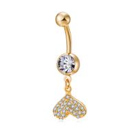 Brass Piercing Barbell, with Stainless Steel, real gold plated, micro pave cubic zirconia, nickel, lead & cadmium free 