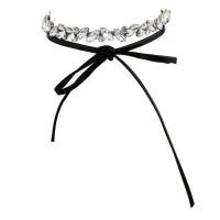Zinc Alloy Choker Necklace, platinum color plated, for woman & with rhinestone, lead & cadmium free, 300mm Approx 11 Inch 