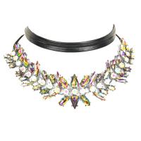 Zinc Alloy Choker Necklace, platinum color plated, double link chain & for woman & with rhinestone, lead & cadmium free, 300mm Approx 11 Inch 