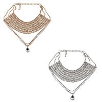 Zinc Alloy Choker Necklace, plated, for woman & with rhinestone lead & cadmium free, 270mm Approx 10 Inch 