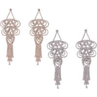 Zinc Alloy Rhinestone Drop Earring, brass post pin, plated, for woman & with rhinestone 
