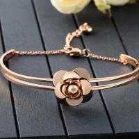 Stainless Steel Chain Bracelets, with 1Inch extender chain, Rose, real rose gold plated, adjustable & for woman Approx 8 Inch 