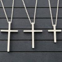Stainless Steel Sweater Chain Necklace, Cross & oval chain & for woman, original color Approx 17.7 Inch 