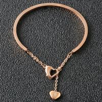 Stainless Steel Chain Bracelets, Heart, real rose gold plated, adjustable & for woman Inch 