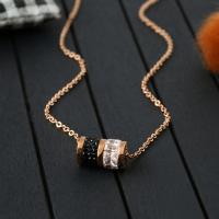 Stainless Steel Sweater Chain Necklace, Column, real rose gold plated, oval chain & for woman & with rhinestone Approx 17.3 Inch 