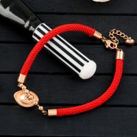 Stainless Steel Charm Bracelet, with Nylon Cord, with 1.57Inch extender chain, Ingot, real rose gold plated, anti-fatigue & for woman Approx 8.74 Inch 