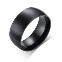Stainless Steel Finger Ring, black ionic & brushed & for man 