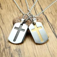 Stainless Steel Sweater Chain Necklace, Cross, plated, Christian Jewelry & curb chain & with letter pattern & for man Approx 23.6 Inch 