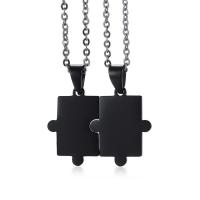 Stainless Steel Puzzle Couple Key Chain, black ionic, oval chain & for couple Approx 19.68 Inch 