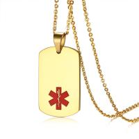 Stainless Steel Necklace, gold color plated, Unisex & oval chain & enamel Approx 19.68 Inch 