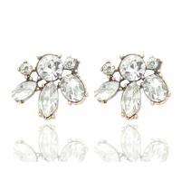 Zinc Alloy Stud Earring, with Crystal, stainless steel post pin, antique gold color plated, faceted & with rhinestone, lead & cadmium free 