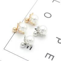 Zinc Alloy Double Faced Stud Earring, with ABS Plastic Pearl, stainless steel post pin, plated, with rhinestone lead & cadmium free, 10mm 