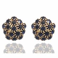 Zinc Alloy Rhinestone Stud Earring, stainless steel post pin, Flower, gold color plated, with rhinestone, lead & cadmium free, 23mm 