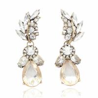 Zinc Alloy Drop Earring, with Crystal, stainless steel post pin, antique gold color plated, faceted & with rhinestone, lead & cadmium free 