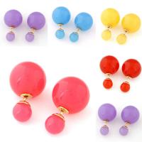 Zinc Alloy Double Faced Stud Earring, with Acrylic, stainless steel post pin, Round, gold color plated lead & cadmium free, 15mm 