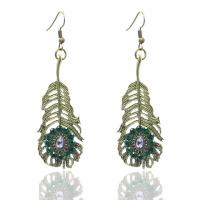 Zinc Alloy Drop Earring, with Crystal, iron earring hook, antique bronze color plated, faceted & with rhinestone, lead & cadmium free 