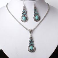 Turquoise Zinc Alloy Necklace, with Synthetic Turquoise, with 5cm extender chain, antique silver color plated & for woman & with rhinestone, lead & cadmium free  Approx 17.5 Inch