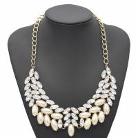 Zinc Alloy Necklace, with Crystal & Acrylic, with 4.5cm extender chain, gold color plated, twist oval chain & for woman & faceted, lead & cadmium free, 470mm Approx 18.5 Inch 