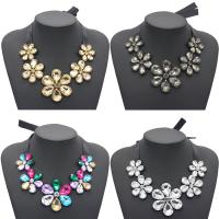 Satin Ribbon Sweater Necklace, with Velveteen & Crystal, Flower, for woman & faceted 720mm Approx 28 Inch 