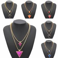 Zinc Alloy Necklace, with Acrylic, with 6cm extender chain, Triangle, gold color plated, box chain & for woman lead & cadmium free Approx 19.5 Inch 