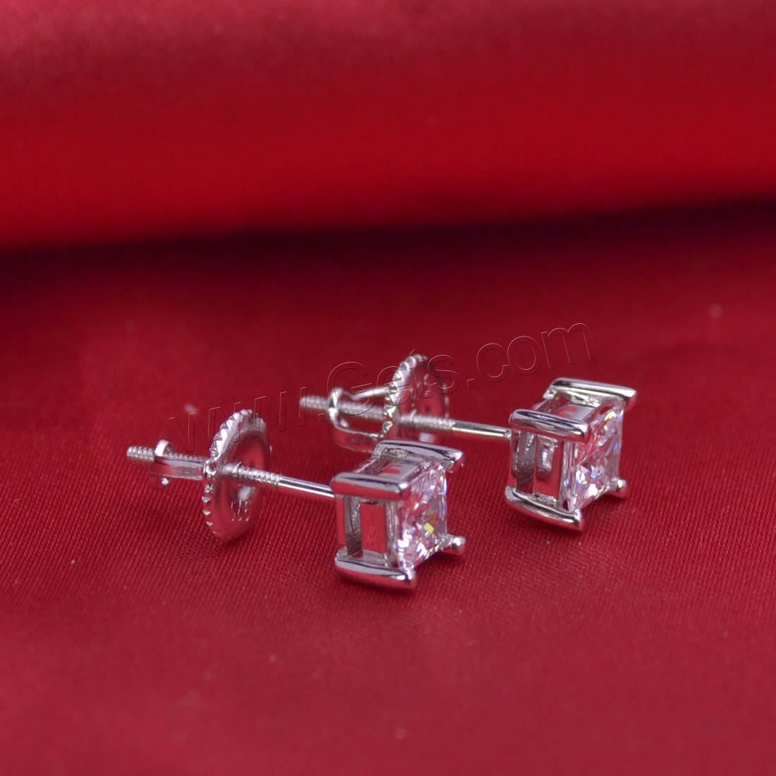 Zinc Alloy Stud Earring, with Crystal, stainless steel post pin, silver color plated, different size for choice & faceted, Sold By Pair