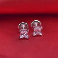 Zinc Alloy Stud Earring, with Crystal, stainless steel post pin, silver color plated & faceted 