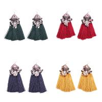 Fashion Tassel Earring, Zinc Alloy, with Crystal & Glass Seed Beads, brass earring hook, plated, for woman 