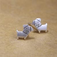 Sterling Silver Stud Earring, 925 Sterling Silver, Dog, for woman 