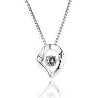 Sterling Silver Heart Pendants, 925 Sterling Silver, platinum plated, for woman & with cubic zirconia Approx 2-3mm 