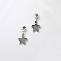 Sterling Silver Drop Earring, 925 Sterling Silver, Star, platinum plated, for woman 