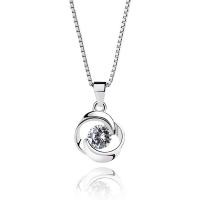 Cubic Zirconia Sterling Silver Pendants, 925 Sterling Silver, platinum plated, for woman & with cubic zirconia Approx 2-3mm 