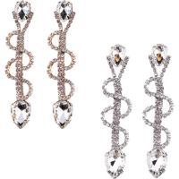 Glass Zinc Alloy Earring, with Crystal, brass post pin, plated, for woman & faceted & with rhinestone 