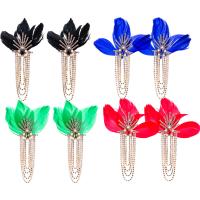 Fashion Fringe Earrings, Zinc Alloy, with Feather, plated, Bohemian style & for woman & with rhinestone 