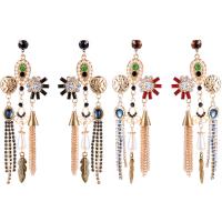 Fashion Fringe Earrings, Zinc Alloy, with Resin Pearl & Acrylic, gold color plated, Bohemian style & for woman & with rhinestone 