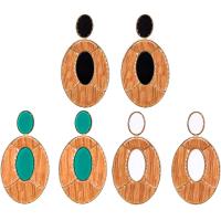 Resin Zinc Alloy Earring, with Resin, Flat Oval, gold color plated, Bohemian style & for woman 