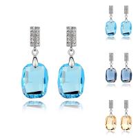 CRYSTALLIZED™ Elements Crystal Drop Earring, Brass, with CRYSTALLIZED™, Rectangle, platinum plated, for woman & faceted nickel, lead & cadmium free 