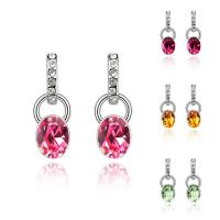 CRYSTALLIZED™ Elements Crystal Drop Earring, Brass, with CRYSTALLIZED™, Flat Oval, platinum plated, for woman & faceted nickel, lead & cadmium free 