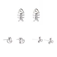 Sterling Silver Stud Earring, 925 Sterling Silver, stainless steel post pin, silver color plated & for woman 