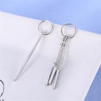 Asymmetric Earrings, 925 Sterling Silver, stainless steel post pin, silver color plated, for woman 