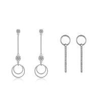 Sterling Silver Cubic Zirconia Earring, 925 Sterling Silver, stainless steel post pin, silver color plated & for woman & with cubic zirconia 