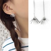 Sterling Silver Thread Through Earrings, 925 Sterling Silver, stainless steel post pin, silver color plated, for woman 