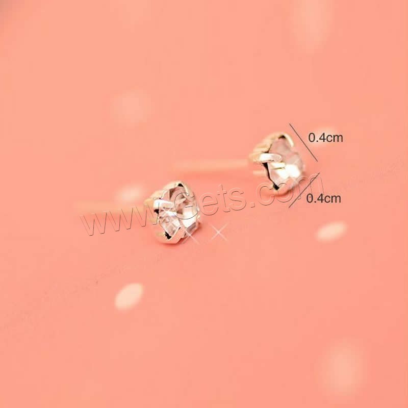 Zinc Alloy Rhinestone Stud Earring, stainless steel post pin, platinum color plated, different size for choice & with rhinestone, lead & cadmium free, Sold By Pair