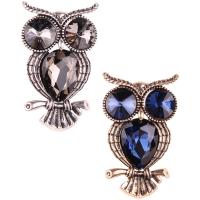 Crystal Brooch, Zinc Alloy, with Crystal, Owl, plated, for woman 
